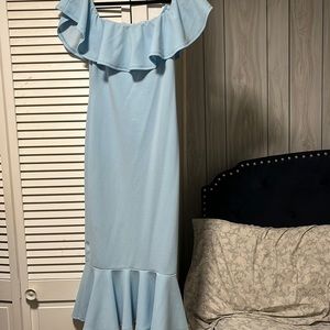 Light/ baby blue off the shoulder dress